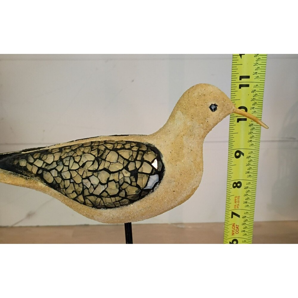 Mosaic Seabird Figurine on Metal Stand Coastal Nautical Beachy Deco 11 Inch Tall - Picture 10 of 11